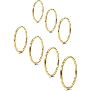 1mm Stainless Steel Stacking Rings for Women | Thin Gold Plain Band Rings | Stackable Knuckle Rings Thumb Pinky Midi Rings | Comfort-Fit Size 3/4/5/6/7/8/9