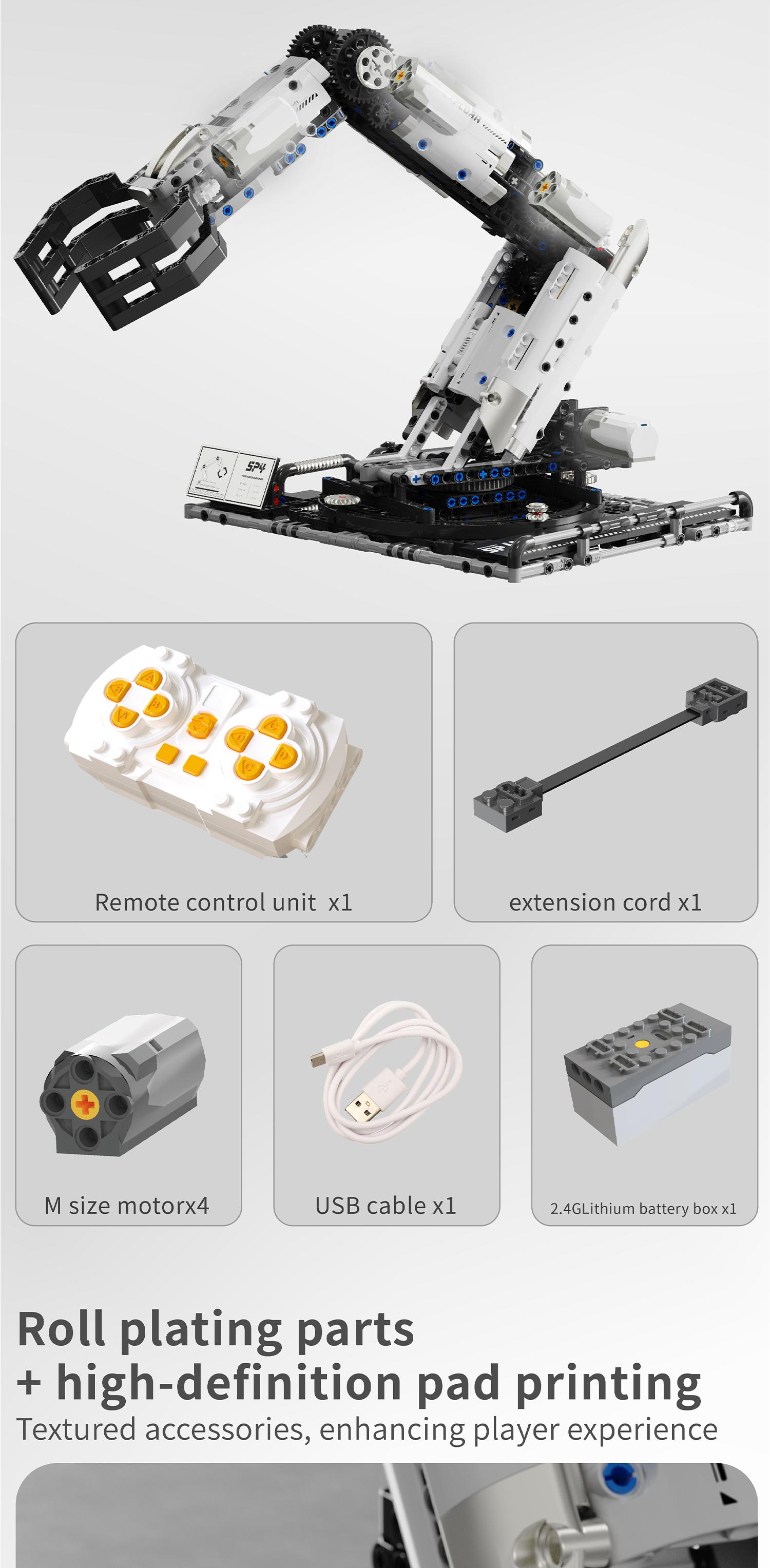 STEM Technic RC Robotic Arm Building Blocks Set 1029Pcs, 8-Channel Remote Control DIY Toy, Spring Easter Holiday Present for Children 8-14 & Adults