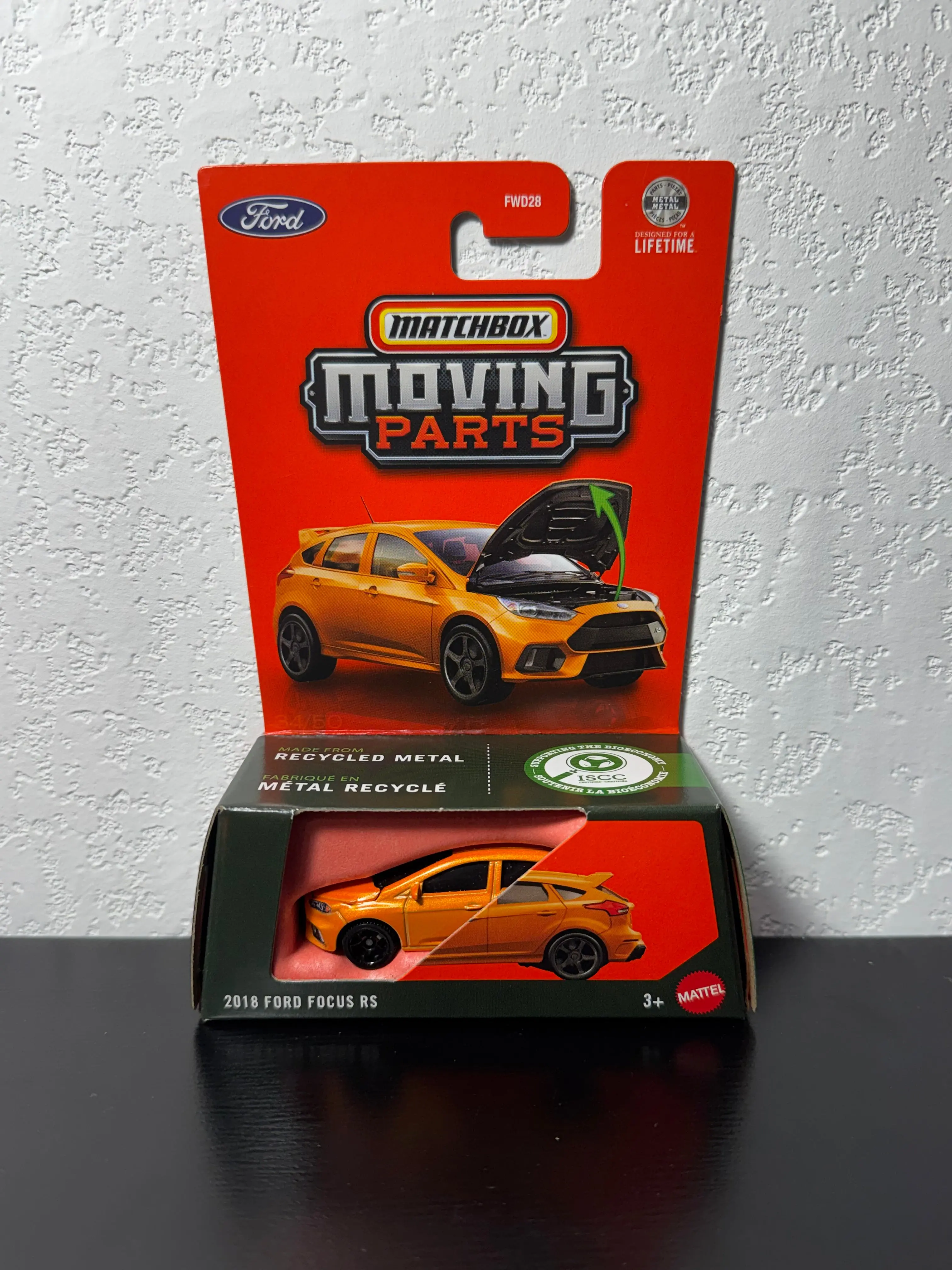 Matchbox 1:64 Scale Diecast Toy Car - 2018 Ford Focus RS Hot Hatch, Dark Orange #34 MB1463 with Moving Parts