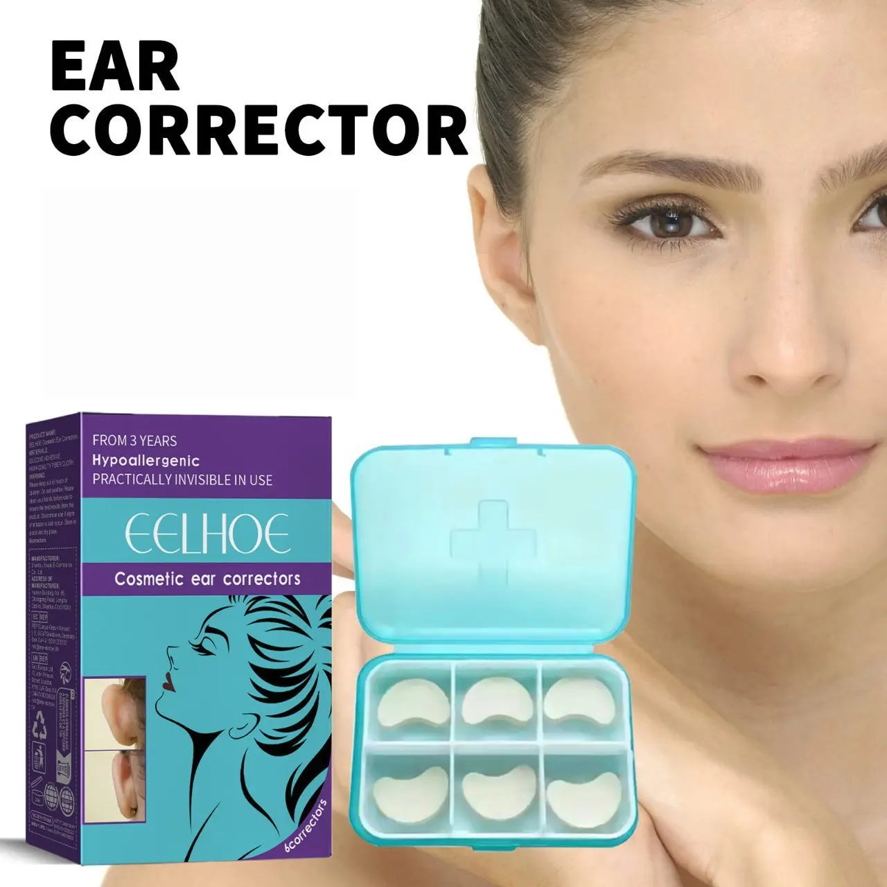Silicone Elf Ear Lift Pads 6 Pack, Invisible Allergy-Free Support Patches, Transparent Anti-Sagging Ear Elevator, Ideal for Cosplay and Parties