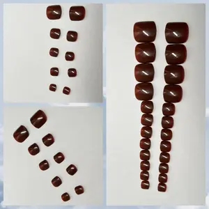 Wm-24pcs Jelly Mandarin Toe Nails, Whitening Wearable Nail Tips, Detachable Manicure, Cross-Border Nail Art Supplies