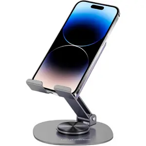 360? Rotating Metal Phone Stand - Adjustable Mobile Kickstand for  Smartphones, Compatible with ,  &  - Ideal for Desk, ( Gray)