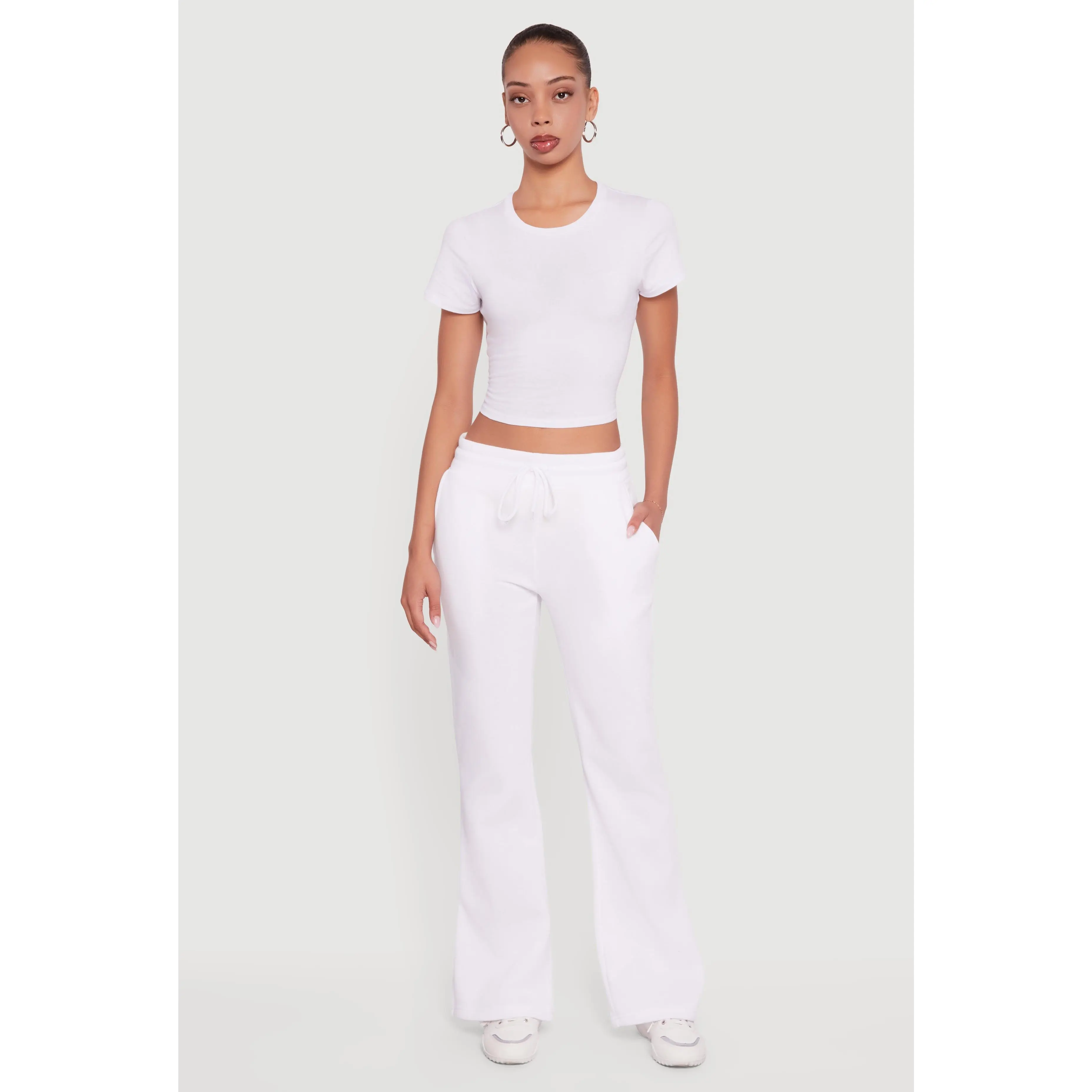Drawstring Waist Fleece Lined Boot Cut Sweatpants