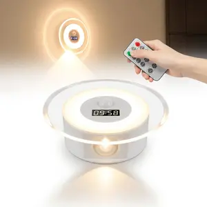 Motion Sensor LED Night Light, Rechargeable Dimmable Wall Lamp with Clock, Smart Induction Light for Bedroom, Bathroom, Staircase & Corridor, Soft Ambient Interior Decoration Lighting