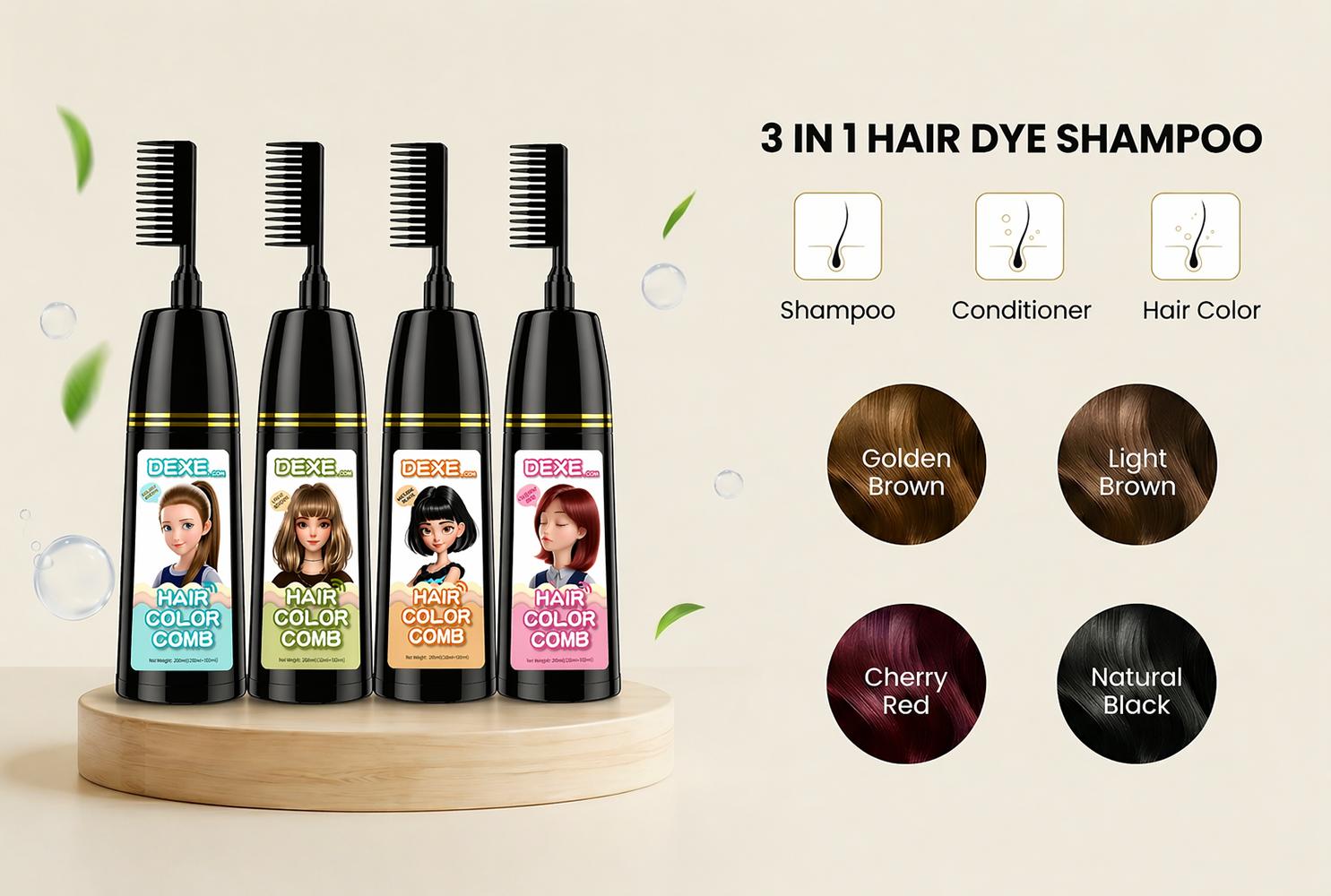 Home Use Integrated Comb Hair Dye Cream – Plant Essence Formula, Long-Lasting Fade-Resistant Color, Golden Brown / Light Brown / Natural Black Home Use Integrated Comb Hair Dye Cream – Plant Essence Formula, Long-Lasting Fade-Resistant Color, Golden Brown / Light Brown / Natural Black