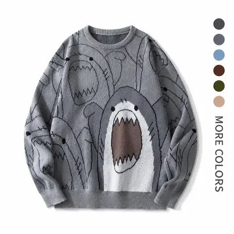 #SohoChic 2026 New Long-Sleeve Men's Casual Knitwear Pullover - Skin-Friendly, Comfortable, Versatile, Exquisite Design - Fitted Polyester Knitting Top for 18 to 35 Yrs, Commuting, Autumn-Winter - Everyday New Year Cartoon Unisex Menswear Basic