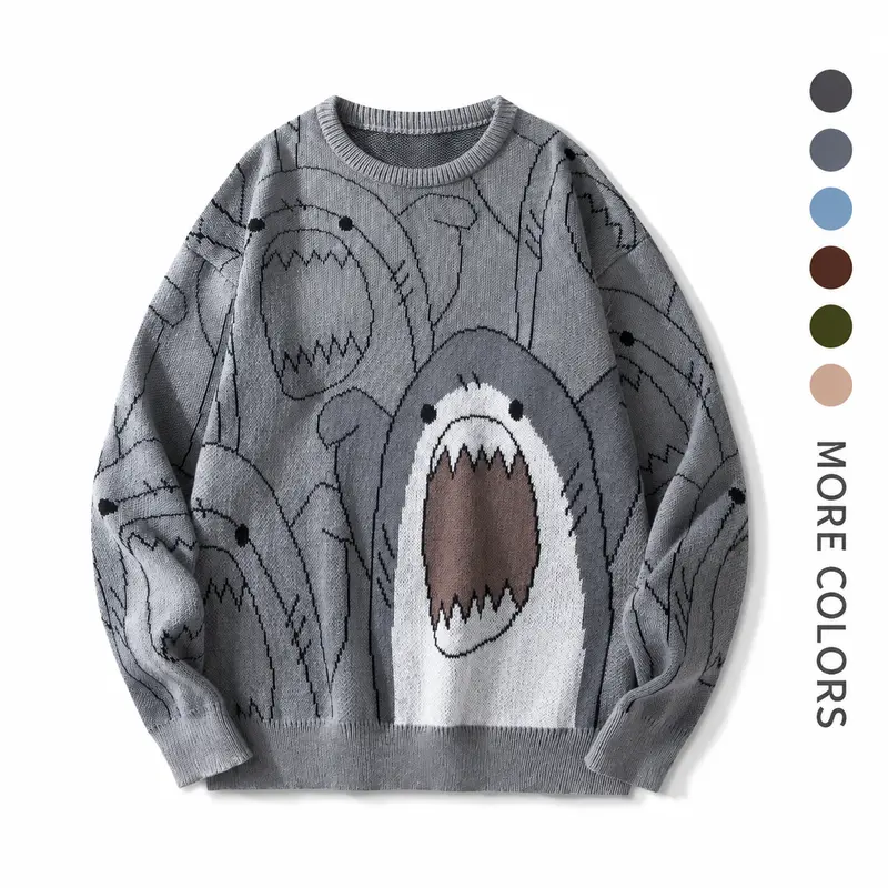 #SohoChic 2026 New Long-Sleeve Men's Casual Knitwear Pullover - Skin-Friendly, Comfortable, Versatile, Exquisite Design - Fitted Polyester Knitting Top for 18 to 35 Yrs, Commuting, Autumn-Winter - Everyday New Year Cartoon Unisex Menswear Basic