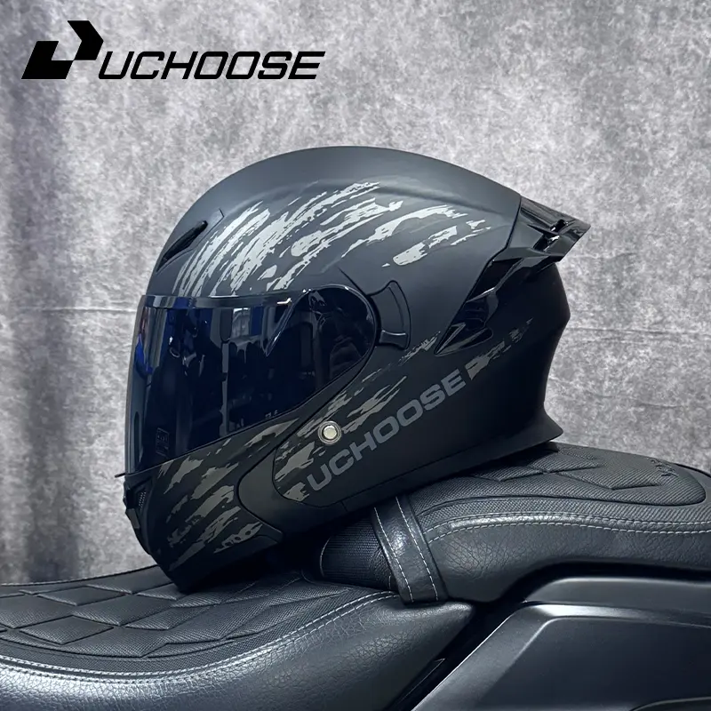 UChoose Unisex Bikers Helmet - Integrated Visor, Photochromic Vibrant Colored Lens, Transparent Lens, Universal All-Season Motorcycle Accessory, Sports Protective Gear, Gift Option