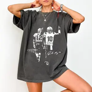 Drake Maye & Tom With Signature Shirt, New England Football Vintage T-Shirt, Game Day Shirts