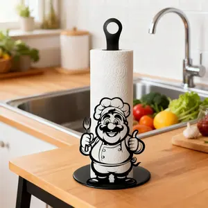 Chef Tissue Holder, Iron Paper Towel Storage Rack, Roll Paper Holder, Home Decor for Kitchen Bathroom, Cooking Enthusiast Gift, 1 Box