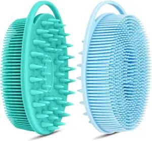2PCS Silicone Body Scrubber for Shower, Soft Exfoliating Silicone Loofah Bath Brush for Women, Men & Kids, Gentle Skin-Friendly Shower Scrubber for Sensitive & All Skin Types