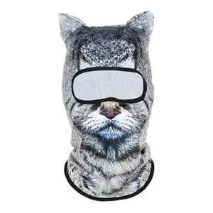 3D Cat Ski Mask Balaclava with Ears - Cat Shiesty Face Cover for Skiing, Music Festivals, Cycling, Halloween Parties