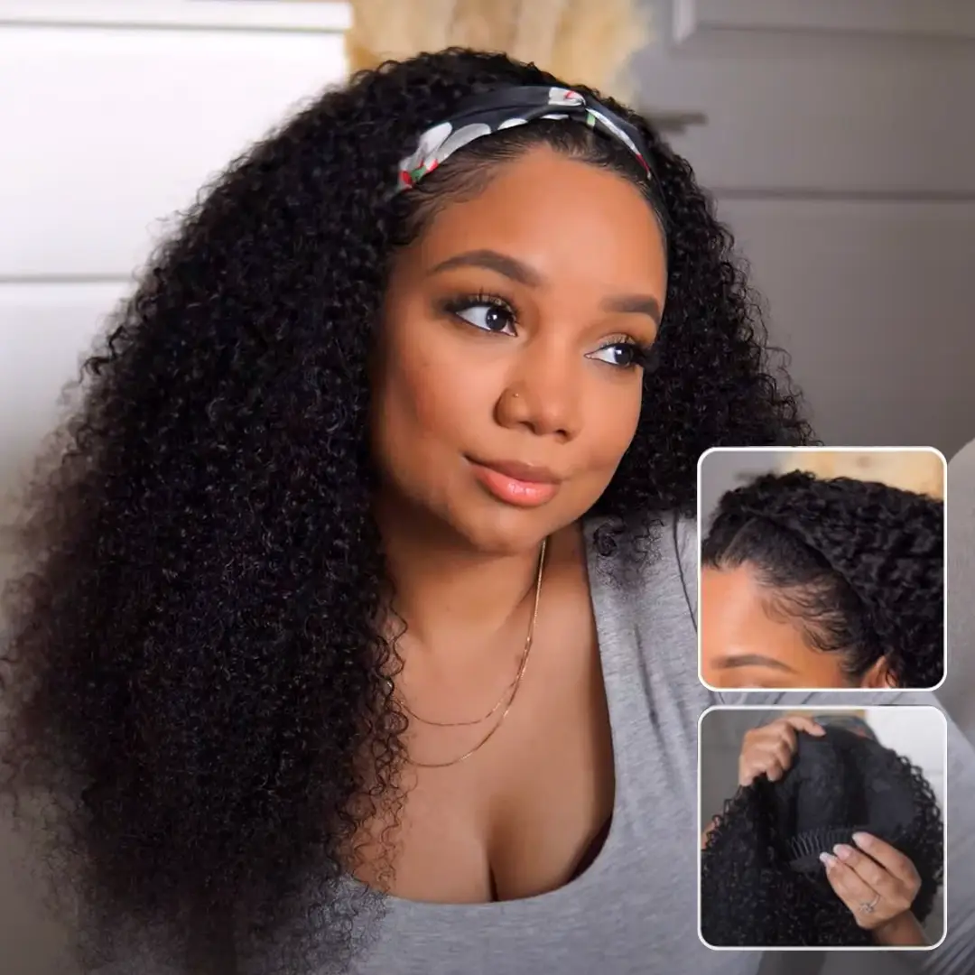 Nadula Flip Over Half Wigs With Drawstring No Glue Seamless 180% Density Kinky Curly Human Hair Wigs Minimal Leave Out Beginner Friendly TikTokShopRes