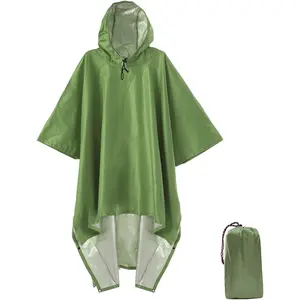 QIANQUHUI Waterproof Rain Poncho Lightweight Reusable Hiking Hooded Coat Jacket Unisex Raincoat for Hiking Camping Emergency QIANQUHUI