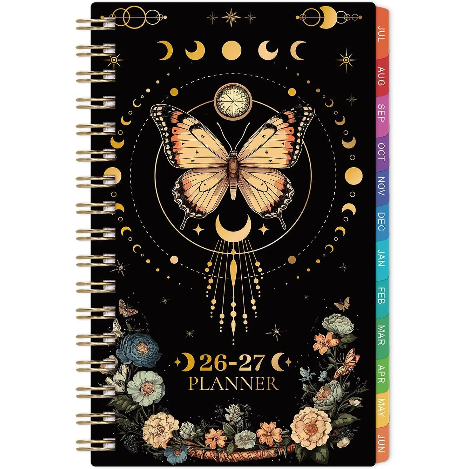 Pocket Calendar 2026-2027 - Pocket Planner 2026-2027 for Purse, Jul.2026 - Jun.2027, 4.1'' × 6.8'', Weekly Monthly Planner with Colorful Month Tabs, Strong Twin-wire Binding, Small Daily Academic Calendar - Butterfly