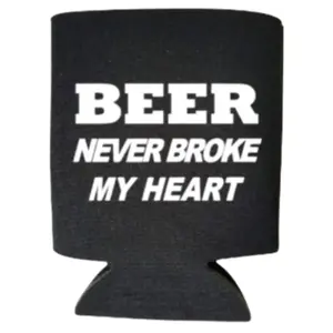 Funny Can Cooler - Beer Never Broke My Heart - Hilarious Gag Gift - Beer Drinking Present - Alcohol Gift Drinkware Water Proof Printed