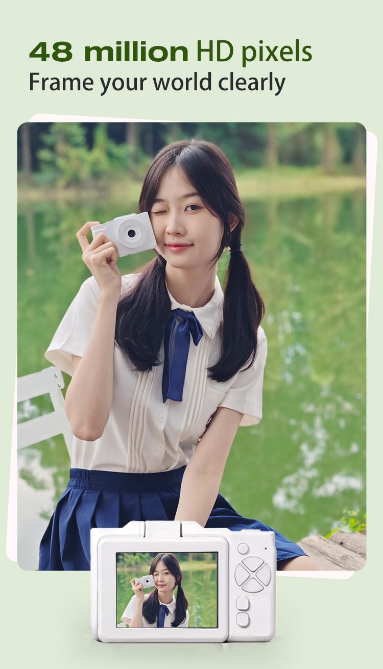 4K Digital Camera for Photography, H13 Foldable Screen Portable Vlogging Camera with 32GB SD Card, Wrist Strap, Self Timer, Anti-Shake, 16X Digital Zoom, Ideal Gift for Girls, Boys Teenagers, and Beginners, Birthday Christmas Valentine's Day Gift