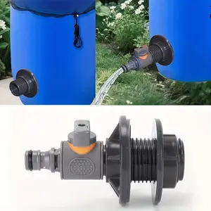 Water Bucket Adapter with Valve, Quick Install Rainwater Collection Connector Kit, Dn15 External Thread, Eu/us Standard Hose Compatibility