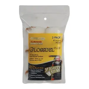 212 MAIN Arroworthy 1896570 Glossdel Plus 0.38x4 in. Jumbo Paint Roller Cover, for Smooth to Semi-Smooth Surfaces, Case of 12, Jumbo Size