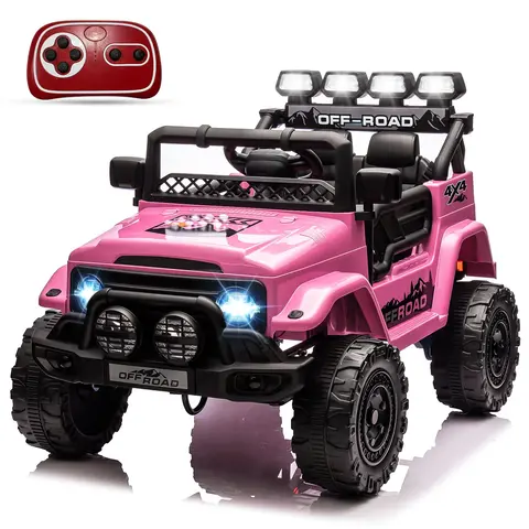 GARVEE 12V Kids Electric Ride‑On Truck Car, Plastic & Metal Construction, Parental Remote Control, Dual 25W Motors, Max 3.1 MPH, Bluetooth & USB Music Player, 4‑Wheel Suspension, LED Lights, Safety Belt, Gift for Boys & Girls, 38.6"L x 25.6"W x 27.6"H,soh