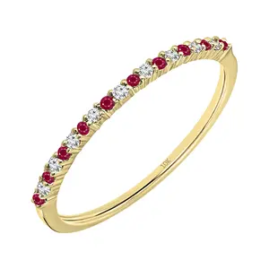 Dazzlingrock Collection Alternate Round Ruby & White Diamond Wedding Stackable Band for Women in 10K Solid Yellow Gold, Size 10