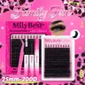 Milybest Wispy Lash Clusters Kit - 224pcs 200D 0.07mm 25mm D-Curl Spike Fluffy Eyelashes Clusters,12-25mm,16-25mm, DIY Dramatic Lashes with Mixed Styles for Home Makeup Tutorials & Halloween Makeup,familyfun