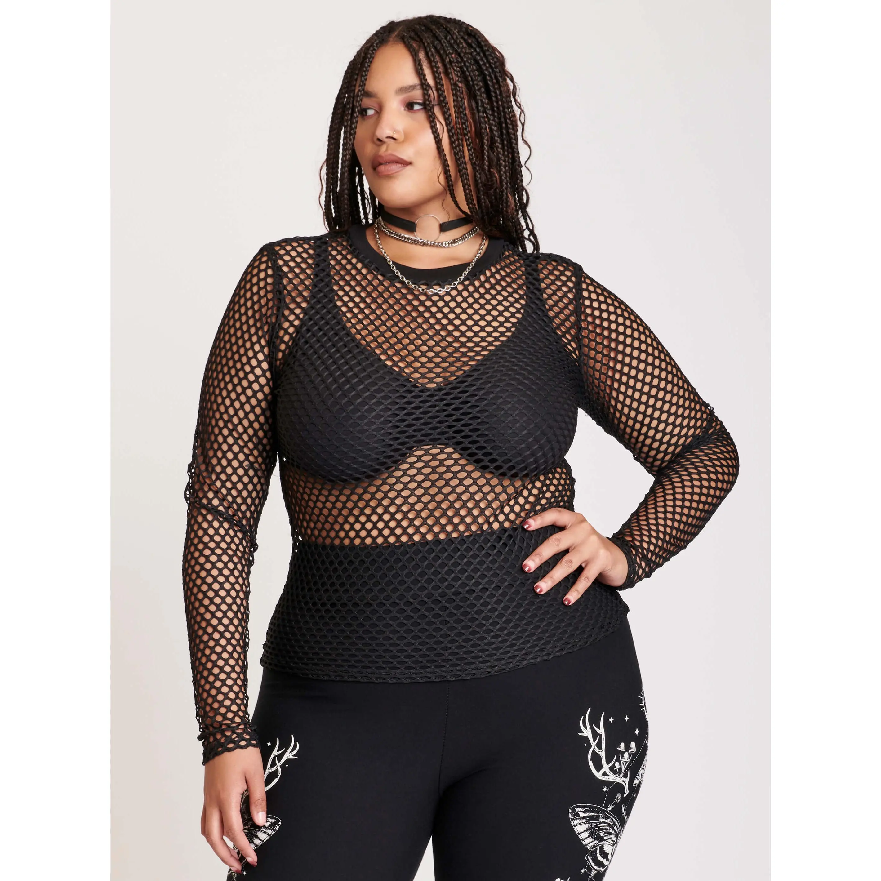 Fishnet Long Sleeve Top