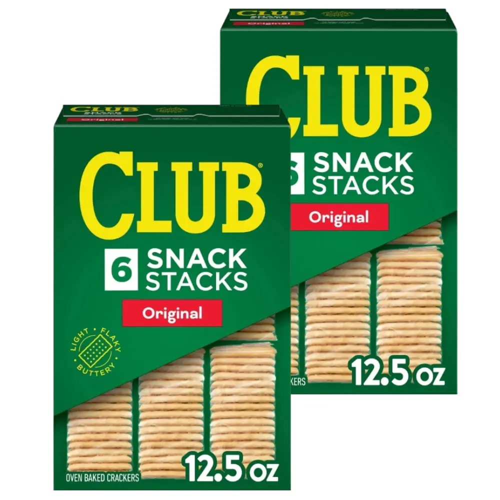 Club Snack Stacks Original Crackers, Lunch Snacks, 6 Count, 12.5 oz, 2 Pack
