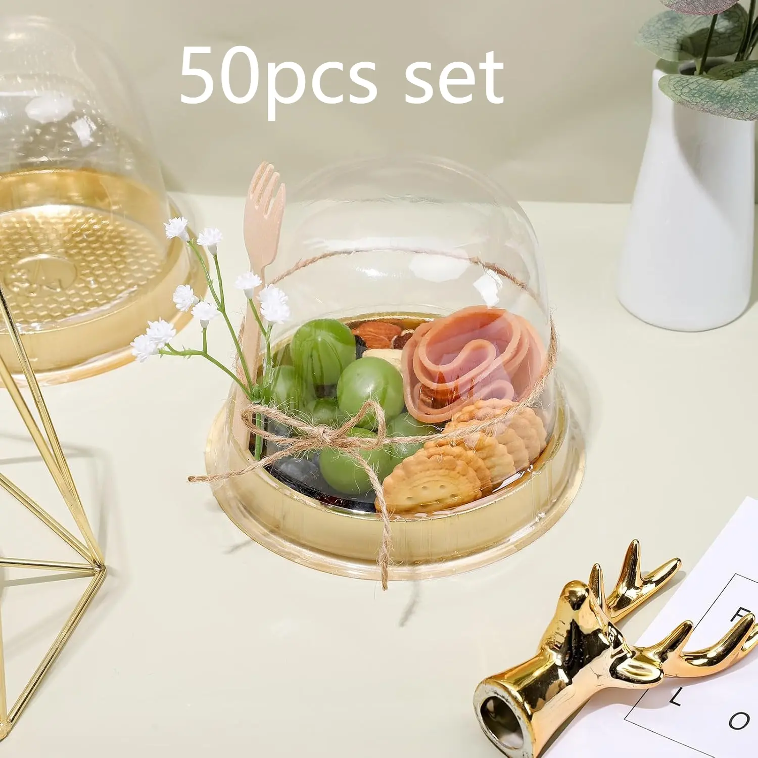 Cupcake Container, Small Charcuterie Boxes with Clear Lids, Disposable Food Containers, for Sandwich, Cookie, Sushi, Birthday, Wedding, Graduation, Christmas, Halloween