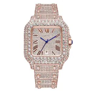 Dayand Night 2025 New Luxury Iced-Out Moissanite Full Diamond Roman Watch, Luxurious Quartz Timepiece for Men & Women, Ideal for Business Banquets & Daily Wear, Perfect Gift for Valentine's/Anniversary/Birthday