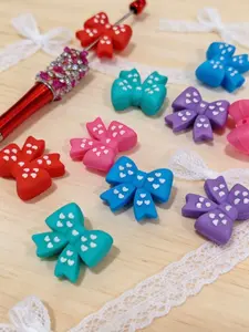Cute Bow-Shaped Silicone Beads with Through-Holes, DIY Beads Assortment, DIY Pen Decorations, Keychain Jewelry Making, Bag Accessories for Girls