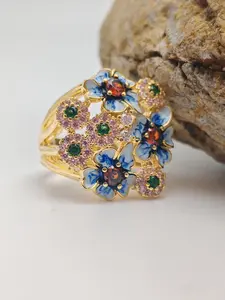 Women's Fashion Ring Copper Alloy Elegant Casual Floral Design Synthetic Zirconia Stone Jewelry Accessory Casual Trendy Jewelry for All Seasons