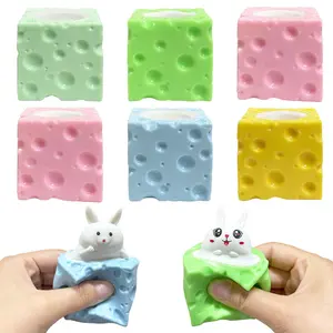 Cute Bunny Squeeze Toys (easter Theme), Cheese Rabbit Stress Relief Toy, Suitable for Kids & Adults, Party Supplies, Random Color