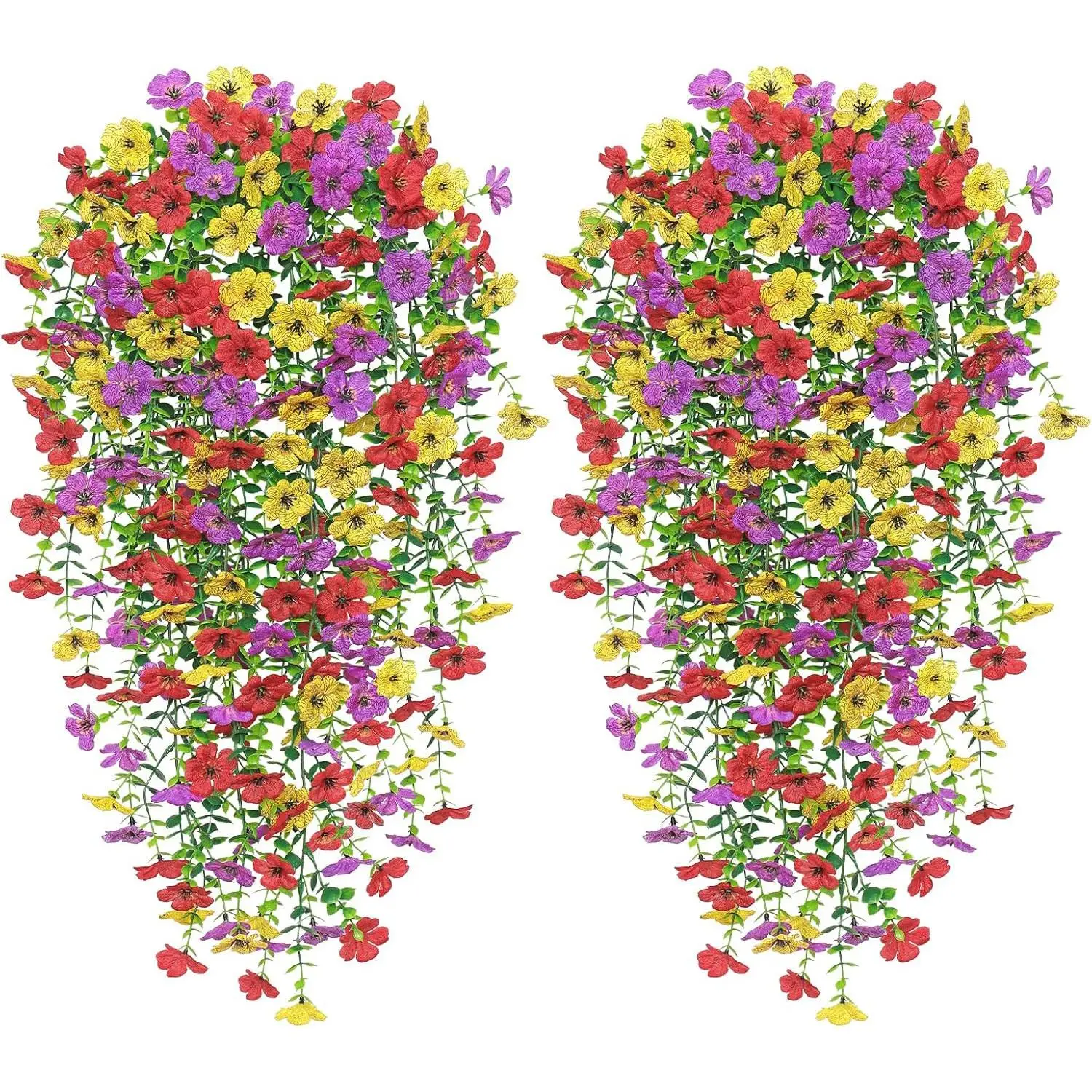 Artificial Hanging Flowers, 4 Counts/set UV Resistant Faux Silk Orchid, Outdoor Fake Flowers for Garden, Porch, Window, Home Decor, Flower Design, Gar