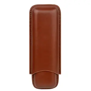 Leather Case 2 Tube Holder Mini Humidor Travel Box Portable Accessory Great Gift Men