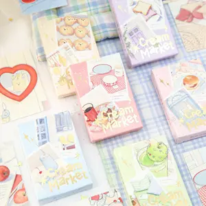 2 types, 1 type with 84 minimalist Korean style mini postcards featuring desserts, flowers, fruit patterns, simple style, paper material, DIY journal decoration, message souvenir postcards