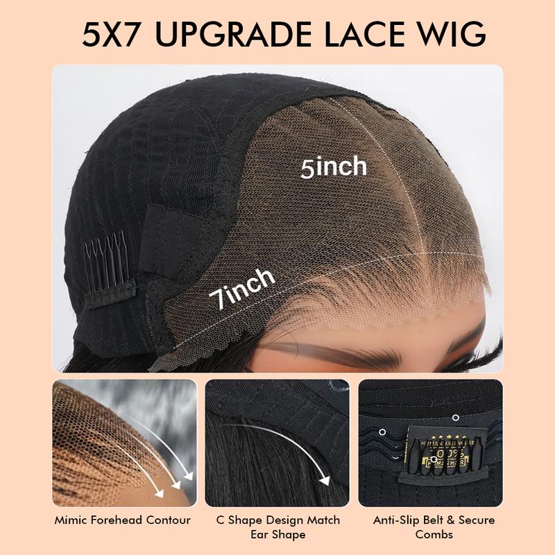 Alipearl Hair 250% Density Spiral Curl Kinky Curly 5x7 Lace Closure Glueless Wigs Pre Styled Pre Cut Lace Wigs Human Hair Beginners Friendly Glueless Wig