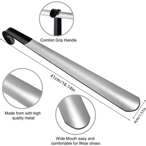 ONE piece set Elderly Long Shoe Horn - 1 Piece 16.5inch (Approximately 41.9cm ) Metal Shoe Horn with Long Handle, Suitable for Elderly, Men, Women, and Children - Boot Horn, Shoe Horn with Long Handle, Essential for Elderly - Shoe Spoon, Elderly Gift Foot