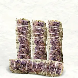 Lavender White Sage Purification Set, includes a purification sage candle, lavender white sage incense sticks (1/2/3/4 pieces), and a complete usage guide, often used as gifts for Black History Month, Easter, and St. Patrick's Day. decor