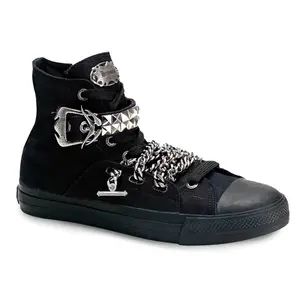 Demonia Men's Deviant-110 Black Canvas Sneakers