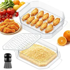 10 Quart Batter Bowl with Lid Extra Large Breader Shaker for Fried Food Chicken Seafood Shrimp Visible Breading Container for Family Parties Clear