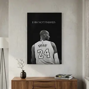 Kobe Bryant dunking moment canvas wall mural – a sports memorabilia decoration suitable for living rooms, bedrooms, offices, gyms, and home décor; also a great gift for basketball enthusiasts.