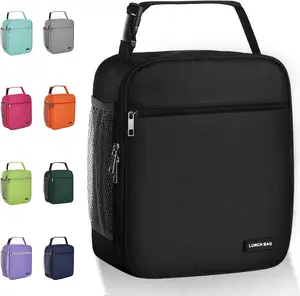 Lunch Box Insulated Lunch Bag for Men Women Large Capacity Waterproof Portable with Thickened Handles for Work Picnic Travel Black