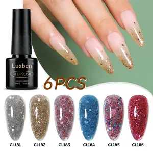 Luxbon 6PCS Gel Nail Polish Set 6 Colour uv led Soak Off Art Manicure Kit 6031
