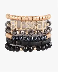 BLESSED Charm Multiline Beaded Bracelet with Artificial Gemstones for Durability and Shine