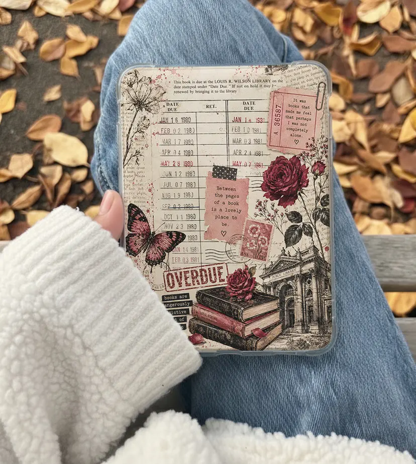 Library Card Kindle Insert for Clear Case – Aesthetic Book Lover Decor | Cozy Reading Accessory