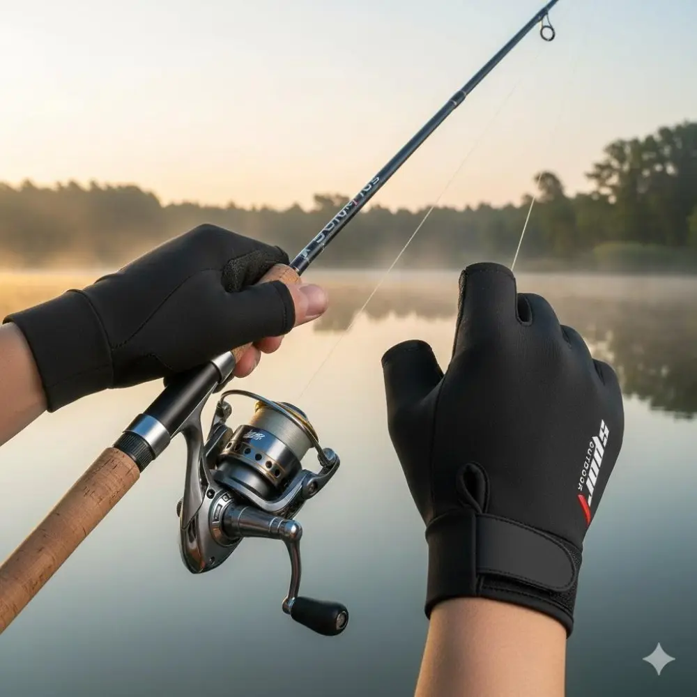 Touchscreen Fishing Gloves: Waterproof Windproof Sun Protection Cold Weather Fishing Gear with Anti-Slip Palm Grip. Unisex Design for Outdoor Activities.