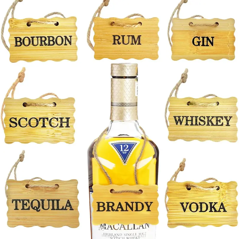 8 count Decanter Tags for  and  Bottles -  Labels for , , Rum, ,  Brandy  Gin Decanters- Elegant Bar Accessories for Home Decor and Entertaining