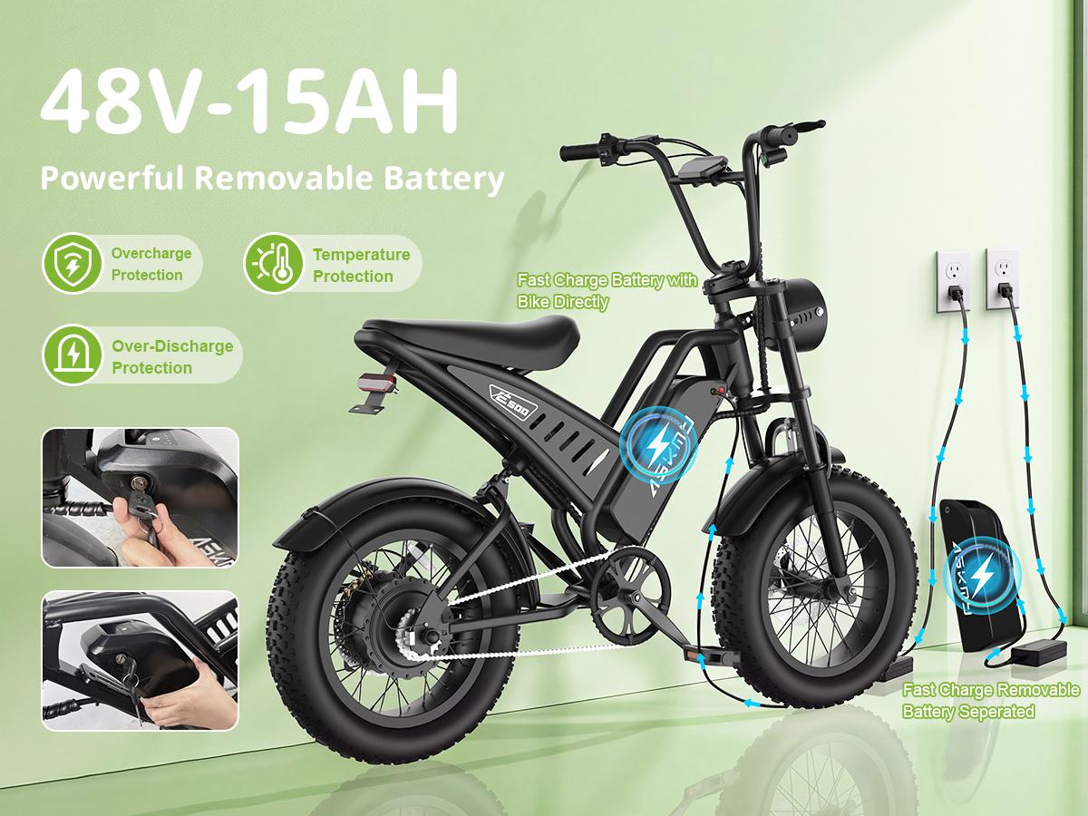 [ASKMY] 1500W Peak Electric Bike for Youth, 30MPH Fat Tire,70Mi Range,48V 15Ah ,330lb Load,7‑Speed,Back to School Commuter Ebike,for All‑Terrain Commuting & Coffee Shop Trips