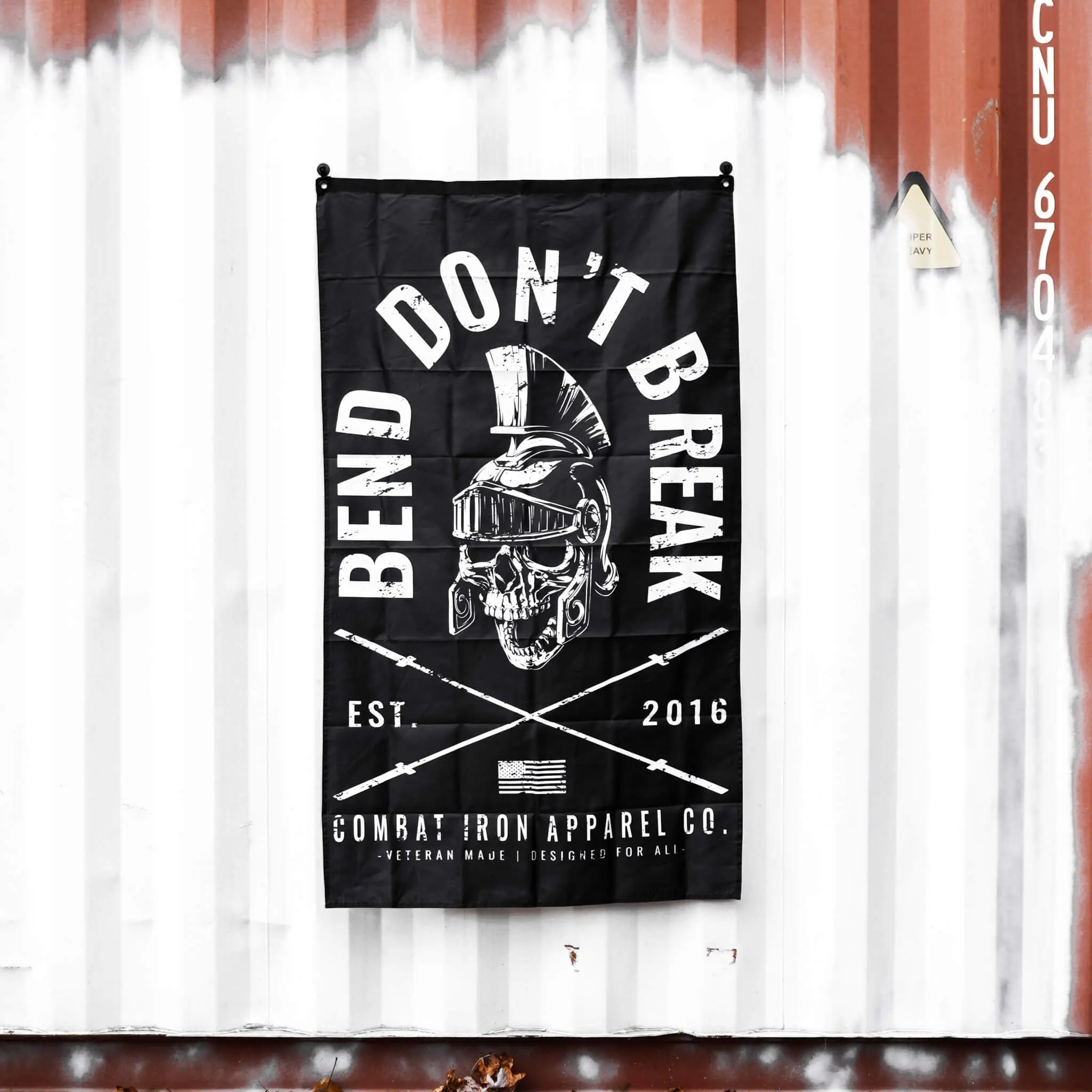 Durable 3' x 5' Hanging Cloth Banner - Bend Don't Break Festive Home Supplies Backdrop for Basement, Gun Range, Briefing Room, Hangable, Indoors
